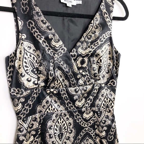 MOSCHINO jeans cream and black shift graphic print dress - Picture 3 of 8